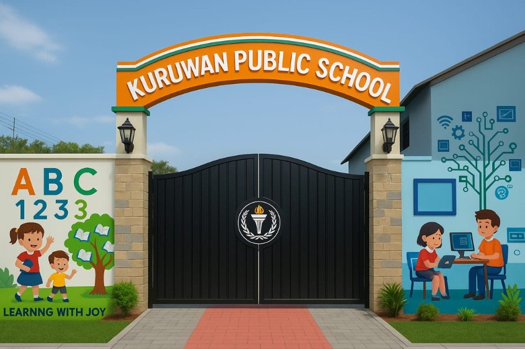Architectural blueprint and entrance gate concept design for Kuruwan Public School.